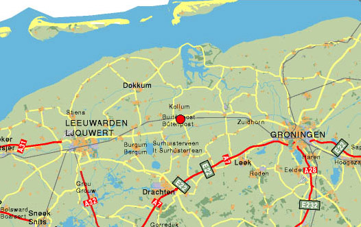 kaart van noord Nederland