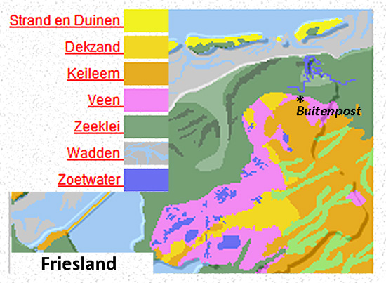 kaartje met grondsoorten in Friesland