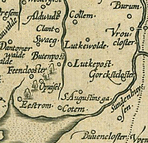 kaart van 1570 met lutkepost