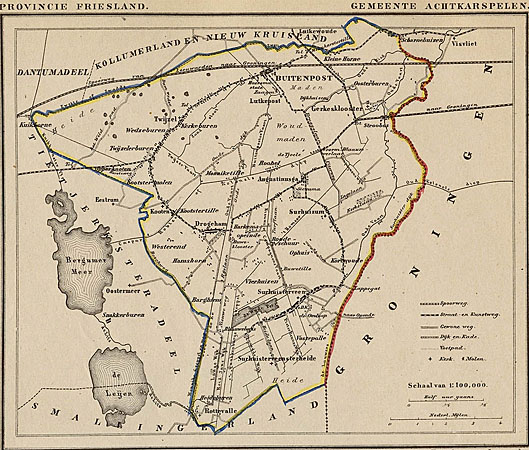 kaart van achtkarspelen in 1868
