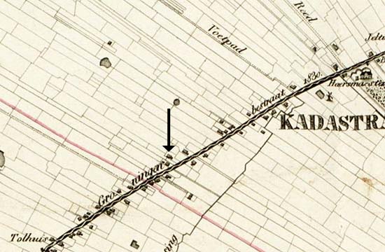 huis West 49 op de kaart van Eekhoff 1850