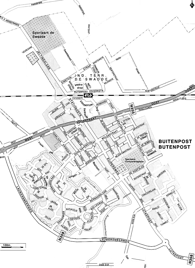kaart van Buitenpost nu