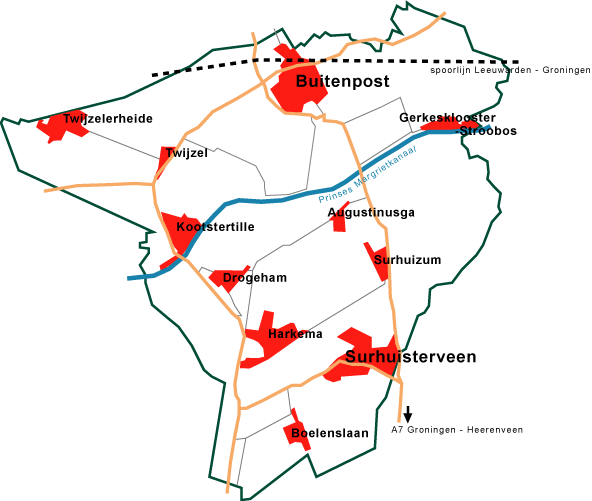 kaart gemeente Achtkarspelen