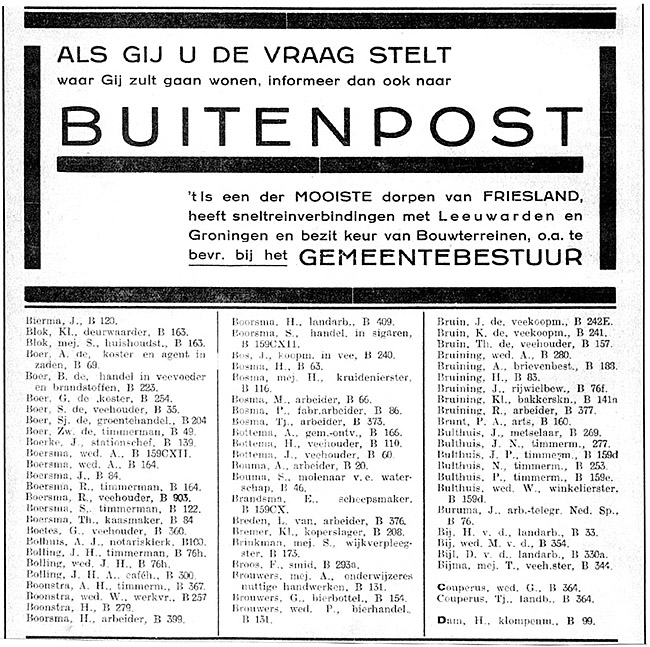 een telefoonpagina uit 1928