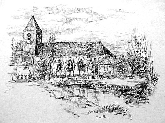 Nederlands Hervormde kerk 1950 tekening van der Bij